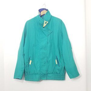 Vintage Karizma Teal Retro Fashion Cotton Blend Zip Elastic Waist High Collar 90